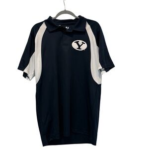 Men’s Navy and White BYU Athletic Fit Polo Shirt